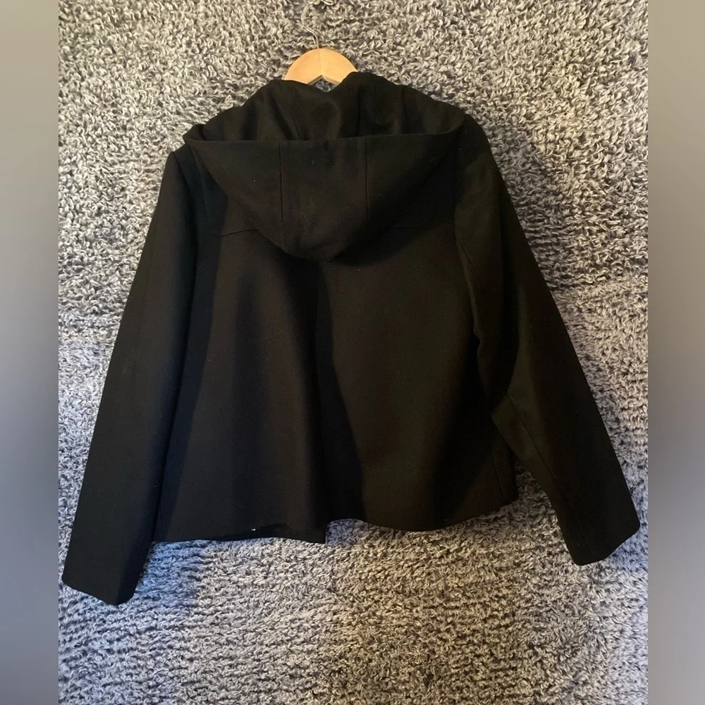 J.Crew Casual B4906 Wool Melton Hooded Coat Jacket 16 black